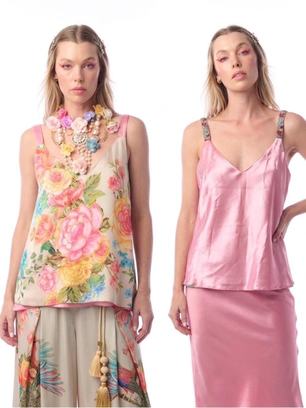 ARATTA PRETTY IN THE PINK Floral REVERSIBLE CAMI top size S/M